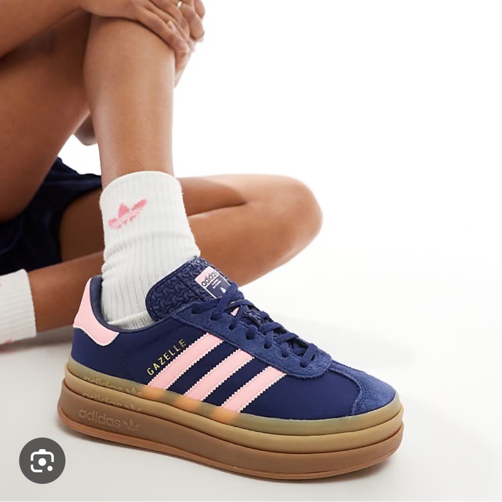 Adidas Gazelle Navy and Pink Platform Sneakers EUC